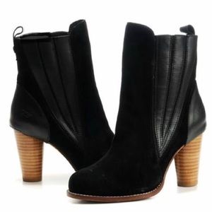 UGG Oliviya Black Ankle Heeled Boots Suede 8.5